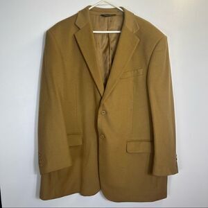 Prontomoda Solid Camel Lambs Wool Cashmere Blazer Size 48R
